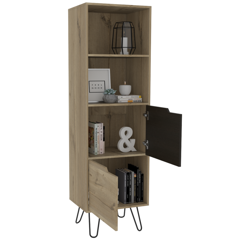 Librero Audra Color Duna y Wengue Para Sala De Estar